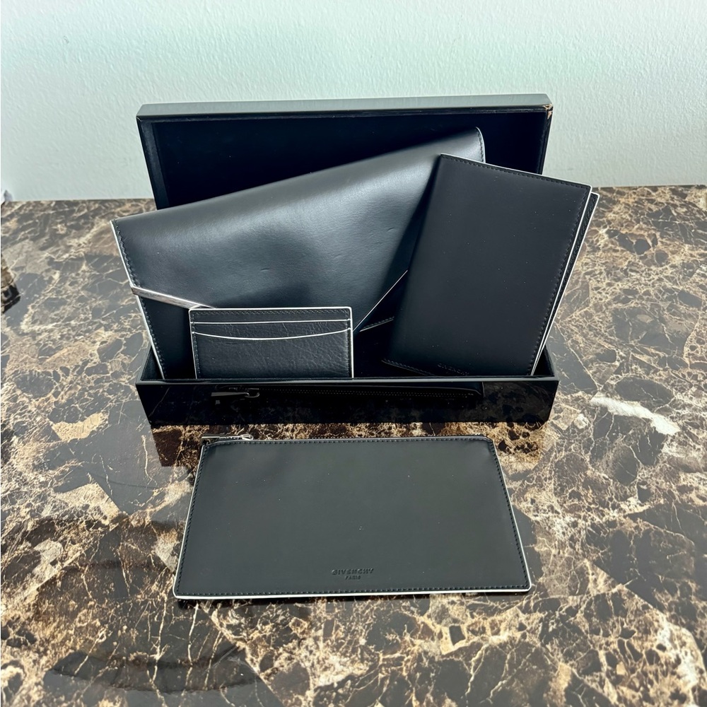 Givenchy Black Leather Envelope Clutch Set